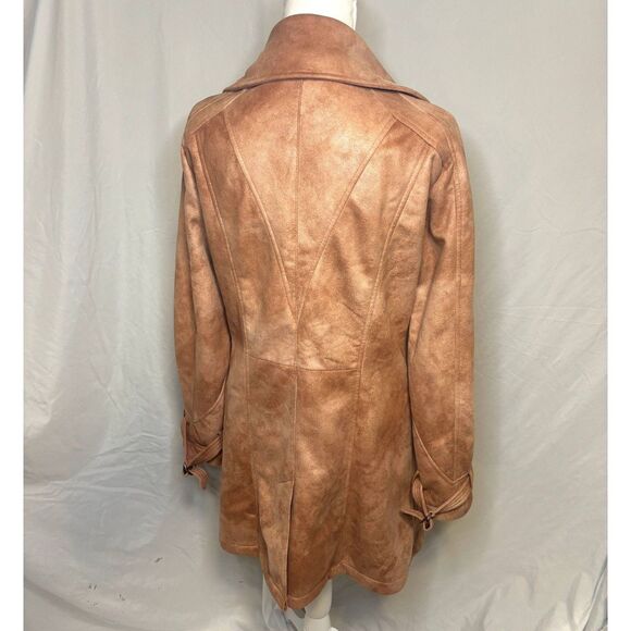 Montaco Faux Suede Button Up Collared Womens Jacket Designer Light Brown - Picture 7 of 10